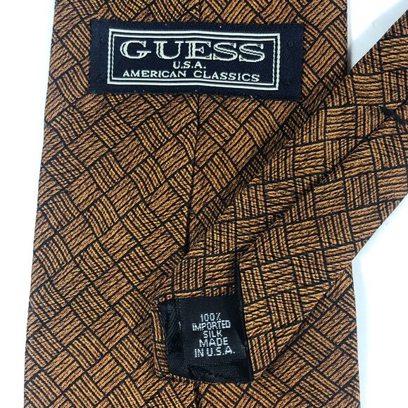 Vintage Guess American Classics  100% Silk Men’s Neck Tie Made In USA Burnt Oran - Picture 4 of 4